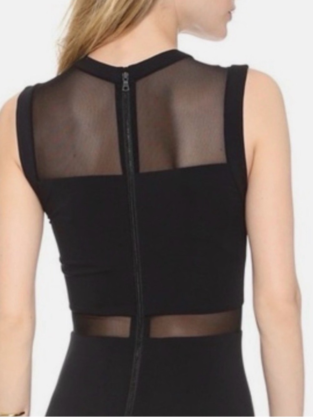 ALICE + OLIVIA Madie Black Mesh Panel Mini Dress Size 8 - Picture 8 of 10
